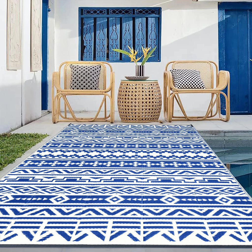 5'x8' Waterproof Outdoor Rugs Black & White E369