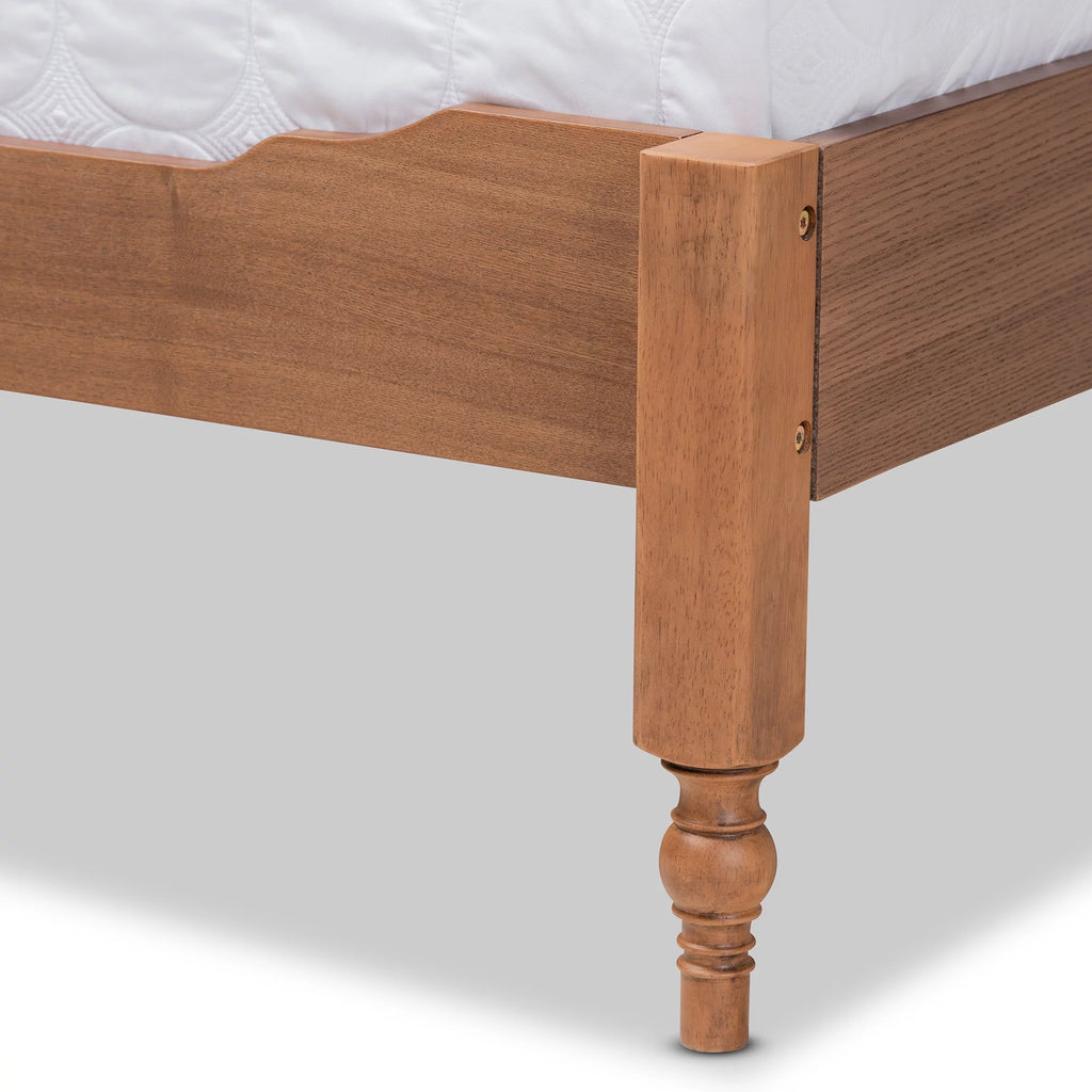 Ash Walnut Brown Wood King Size Platform Storage Bed with Built-In Shelves W443