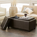 Brown Faux Leather Storage Ottoman T3942