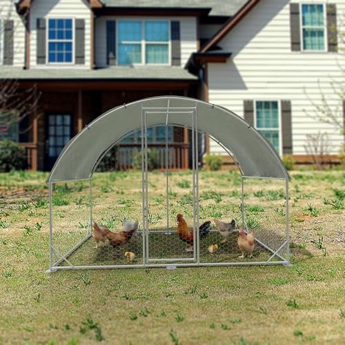 Metal Chicken Coop with Run, 19.6'x9.8'x6.4' N465