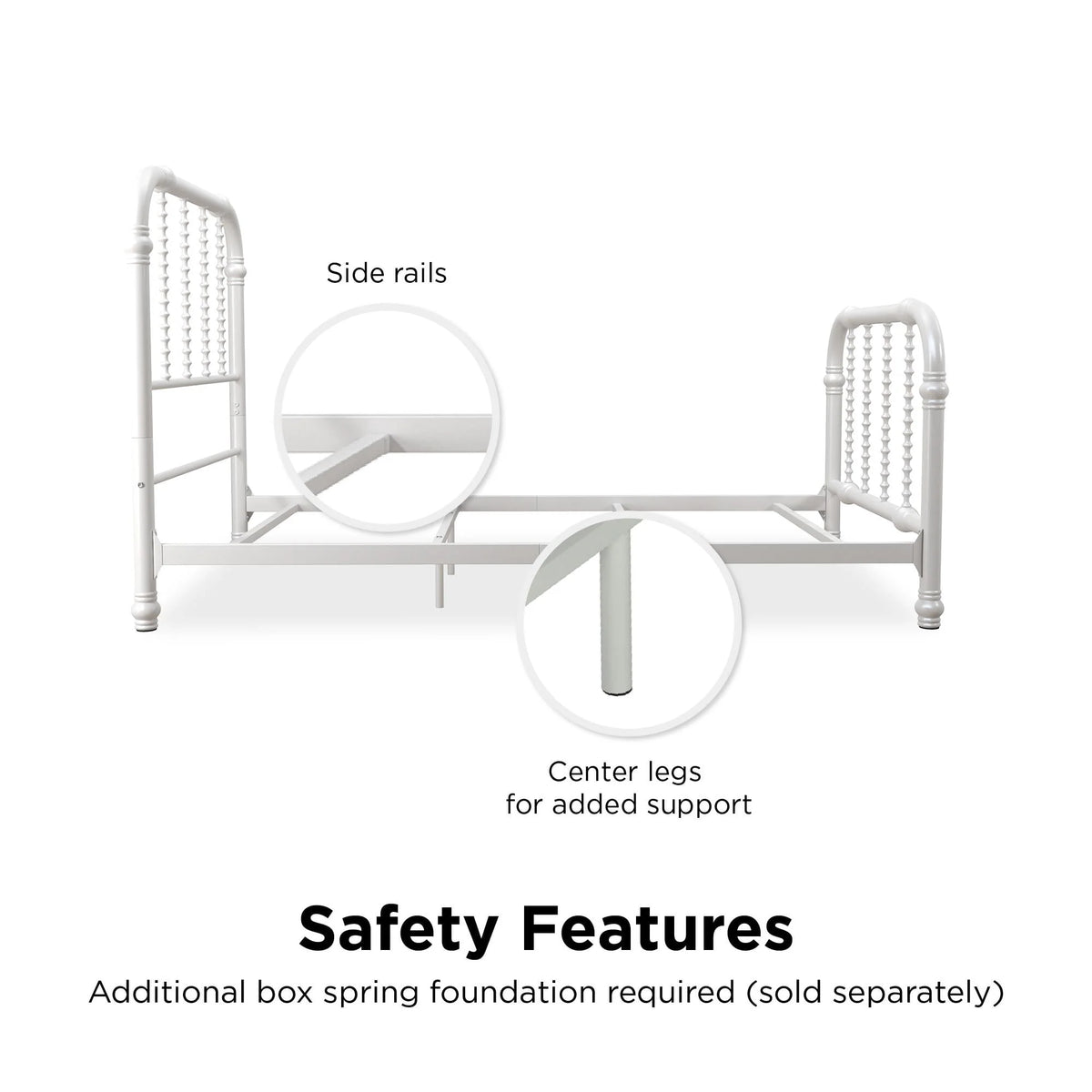 White Twin Metal Bed Frame with Headboard L85878