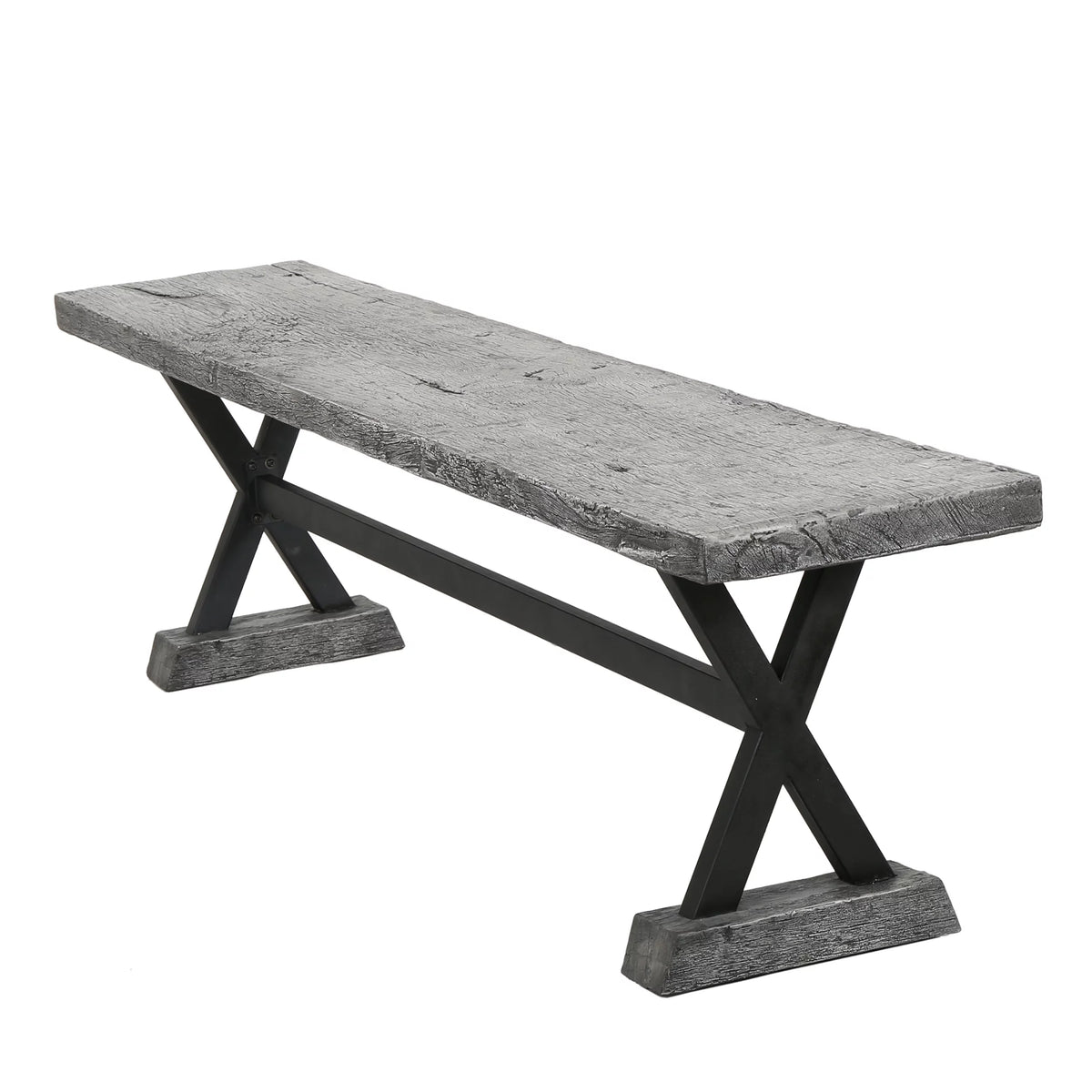 Grey Concrete and Steel Dining Bench B219180