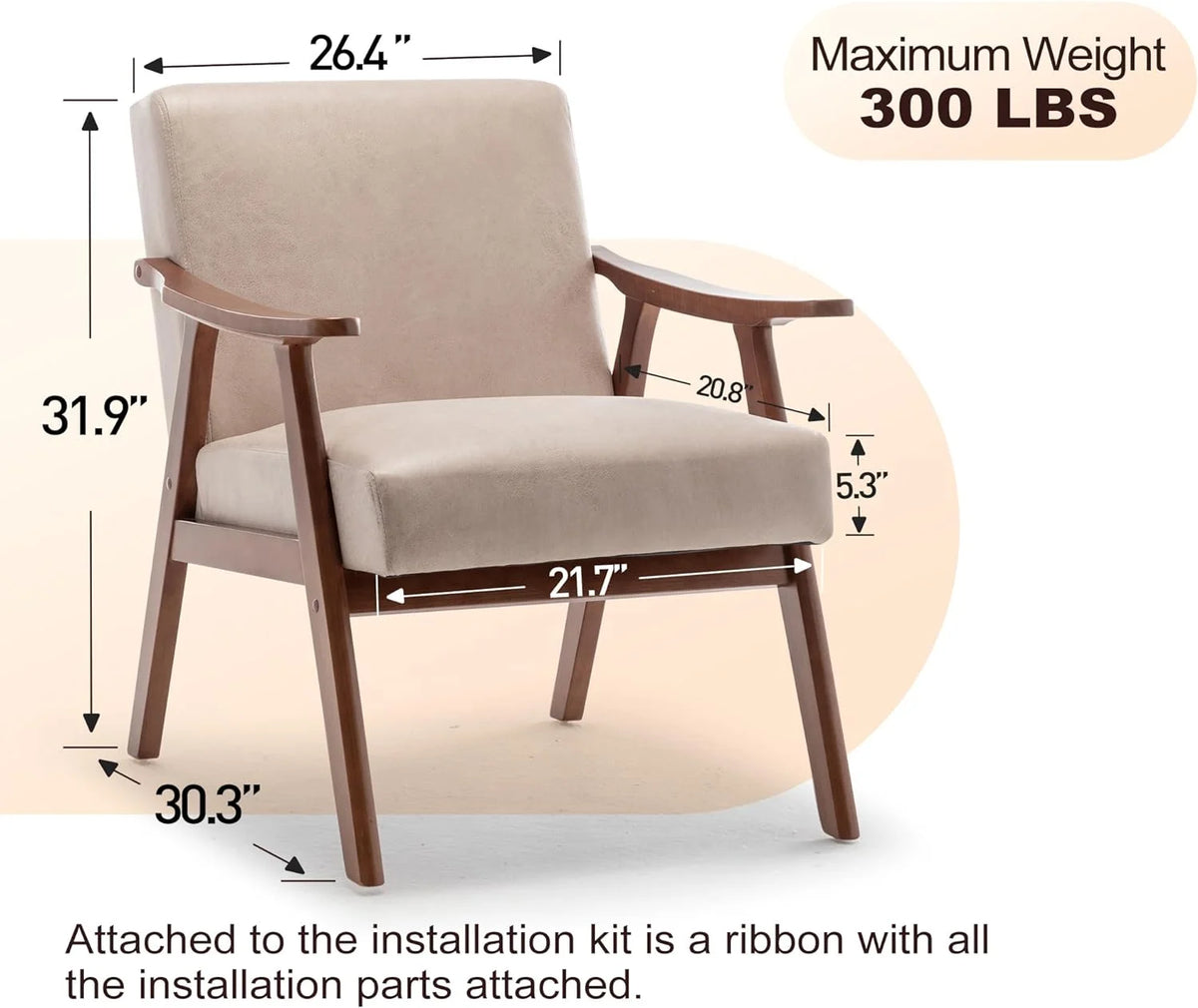 Mid-Century Modern Velvet Accent Chair with Solid Wood Frame G35833