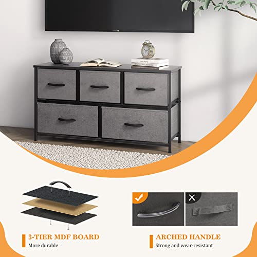 5 Fabric Drawers Dresser with Wood Top P580