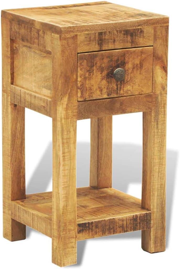 Solid Mango Wood 1 Drawer Side Table N50628