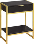 Cappuccino End Table with Gold Metal Base E412