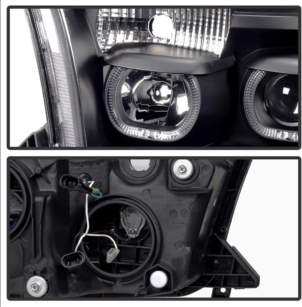 Black LED Projector Headlights Driver + Passenger S9125
