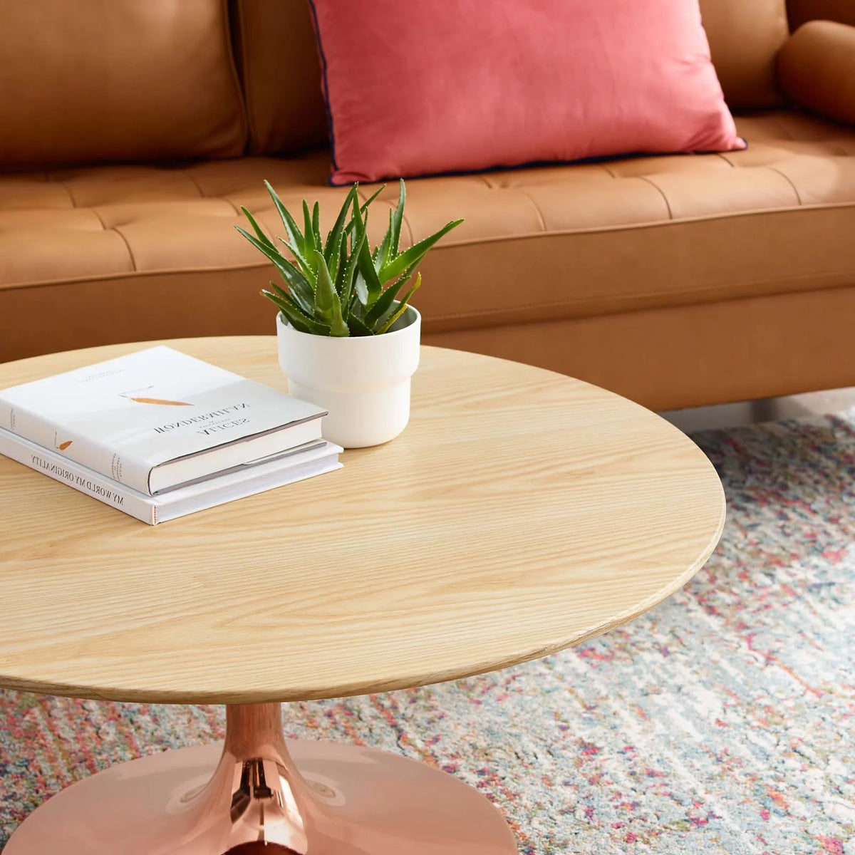 Round Wood Metal Coffee Table M4118