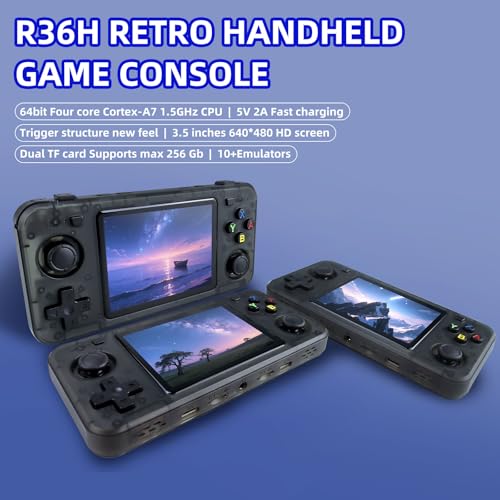 Black Retro Handheld Game Console with 3.5-inch IPS Screen H4297