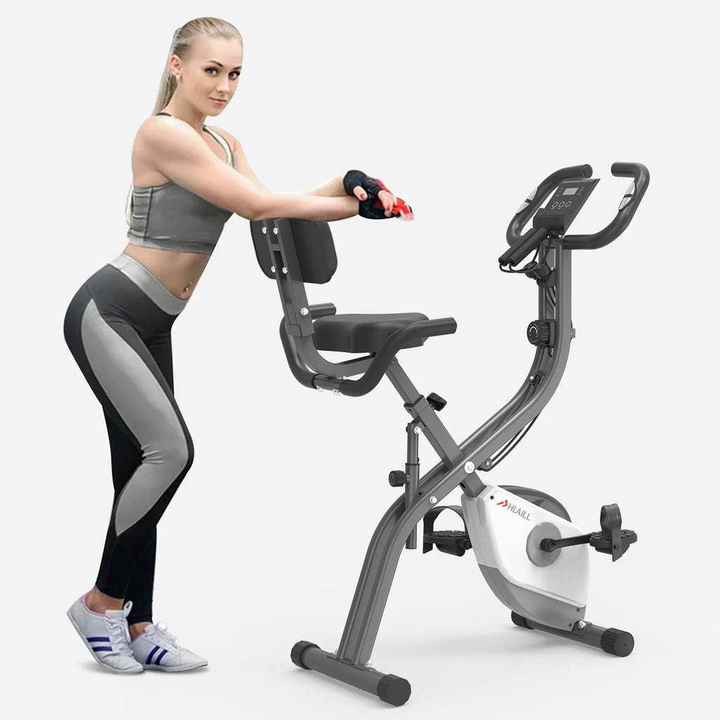 Folding Exercise Bike with 8-Level Adjustable Magnetic Resistance R255