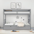 Twin over Pull-out Bunk Bed with Trundle Gray Y384732