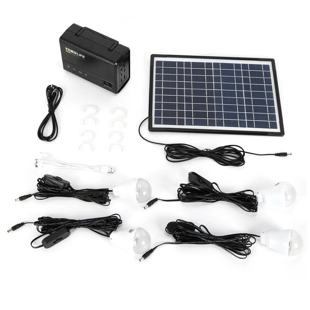 Portable Solar Generator with Solar Panel and LED Lights F1839