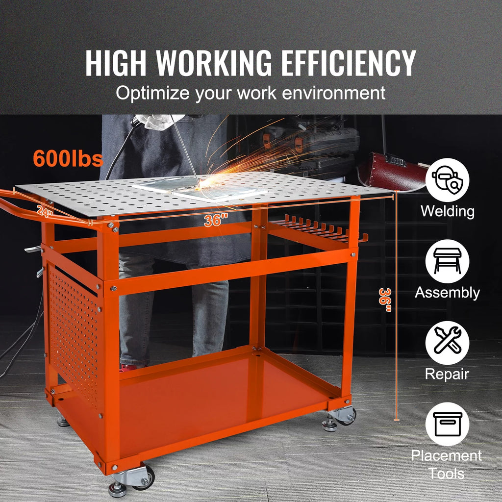 36 x 24 Welding Table with 5/8 Holes, 600lbs Load Capacity J232989