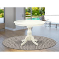 Modern Dining Room Table with Linen White Top and Pedestal Legs M432