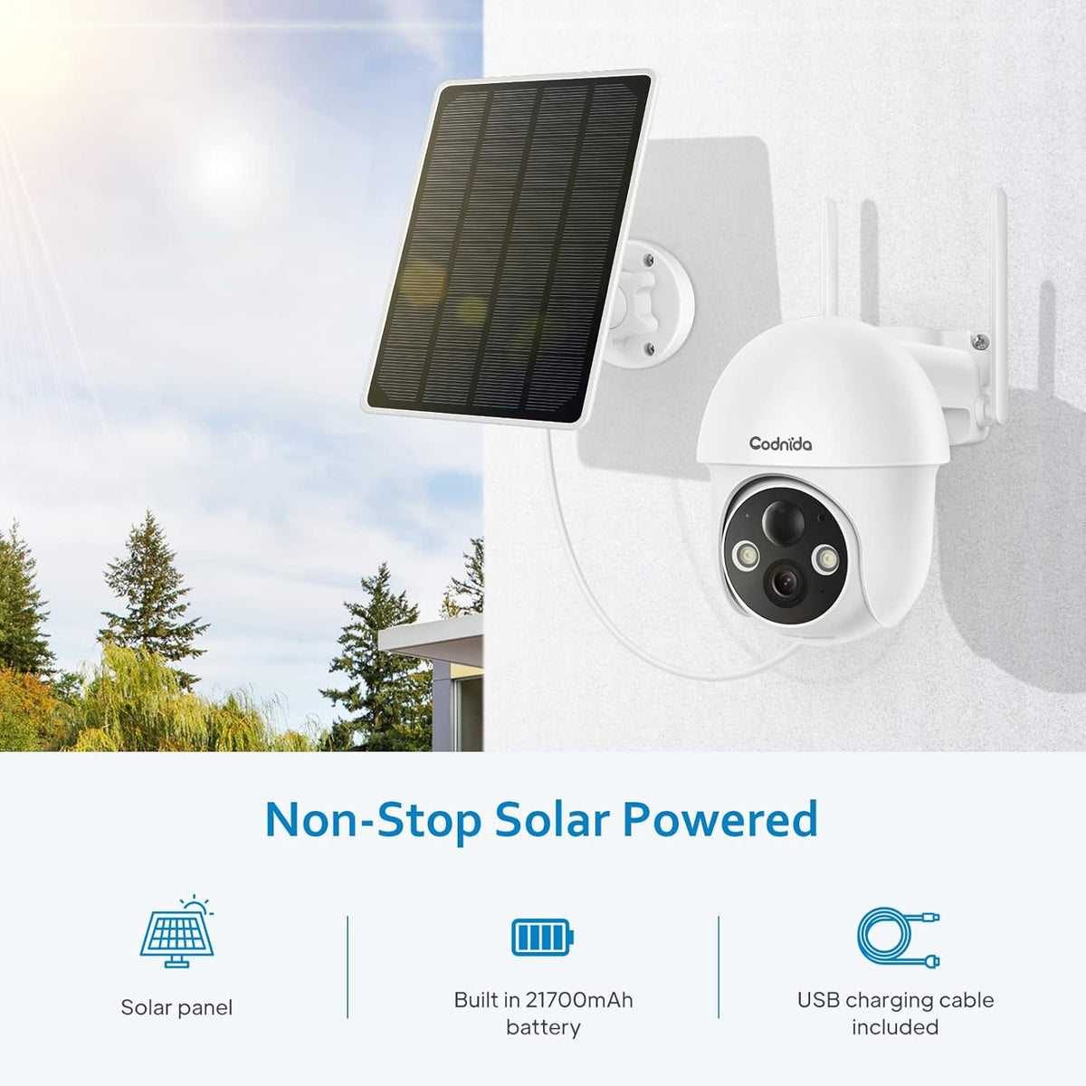 Wireless Outdoor Solar Security Camera with Night Vision I8076
