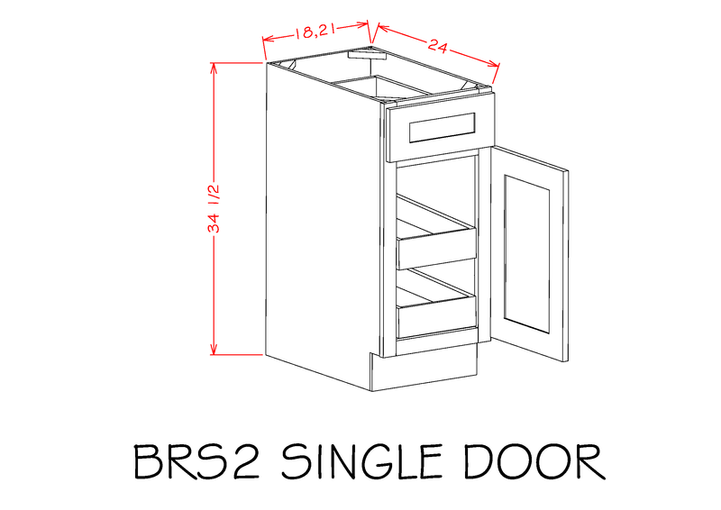 Grey 1 Door 1 Drawer Base Cabinet with 2 Rollout Shelves L466
