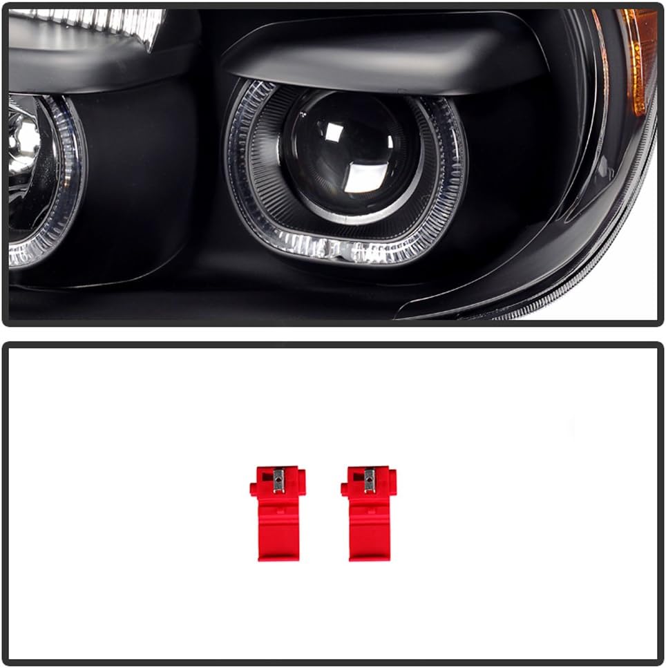 Black LED Projector Headlights Driver + Passenger S9125