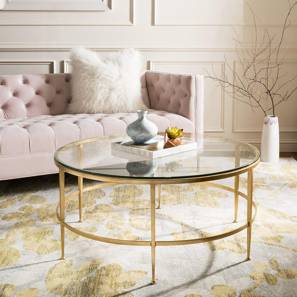 Antique Gold Glass Cocktail Table C798154