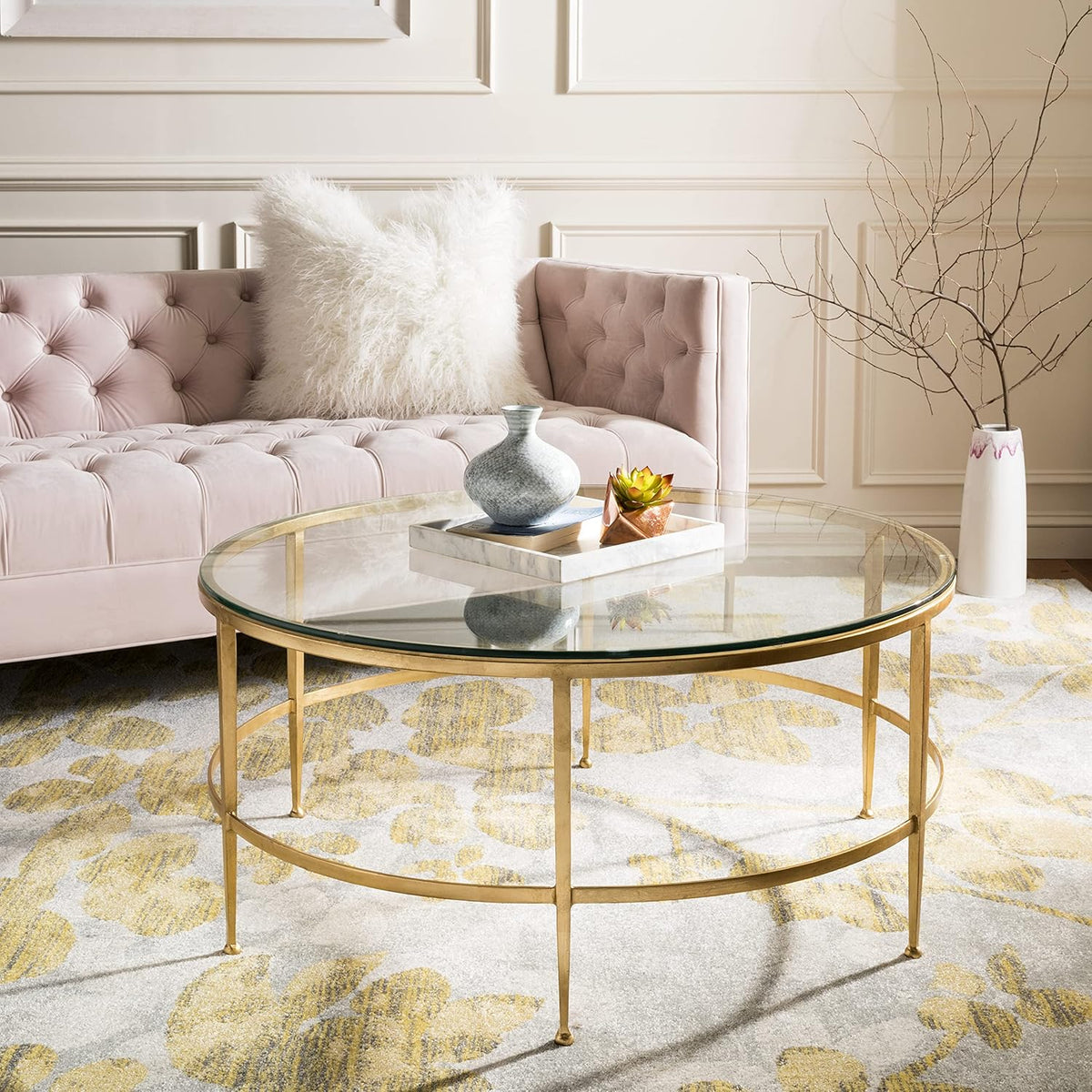 Antique Gold Glass Cocktail Table C798154