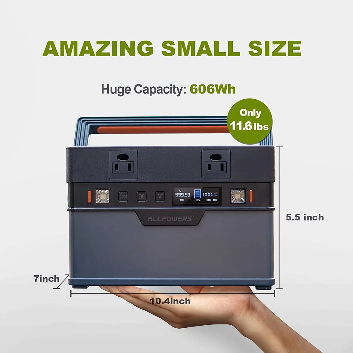 700W 606Wh Portable Power Station with 100W Flexible Solar Panel J2284