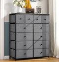 Pink 12 Fabric Drawers Dresser with Metal Frame Wood Top A74686
