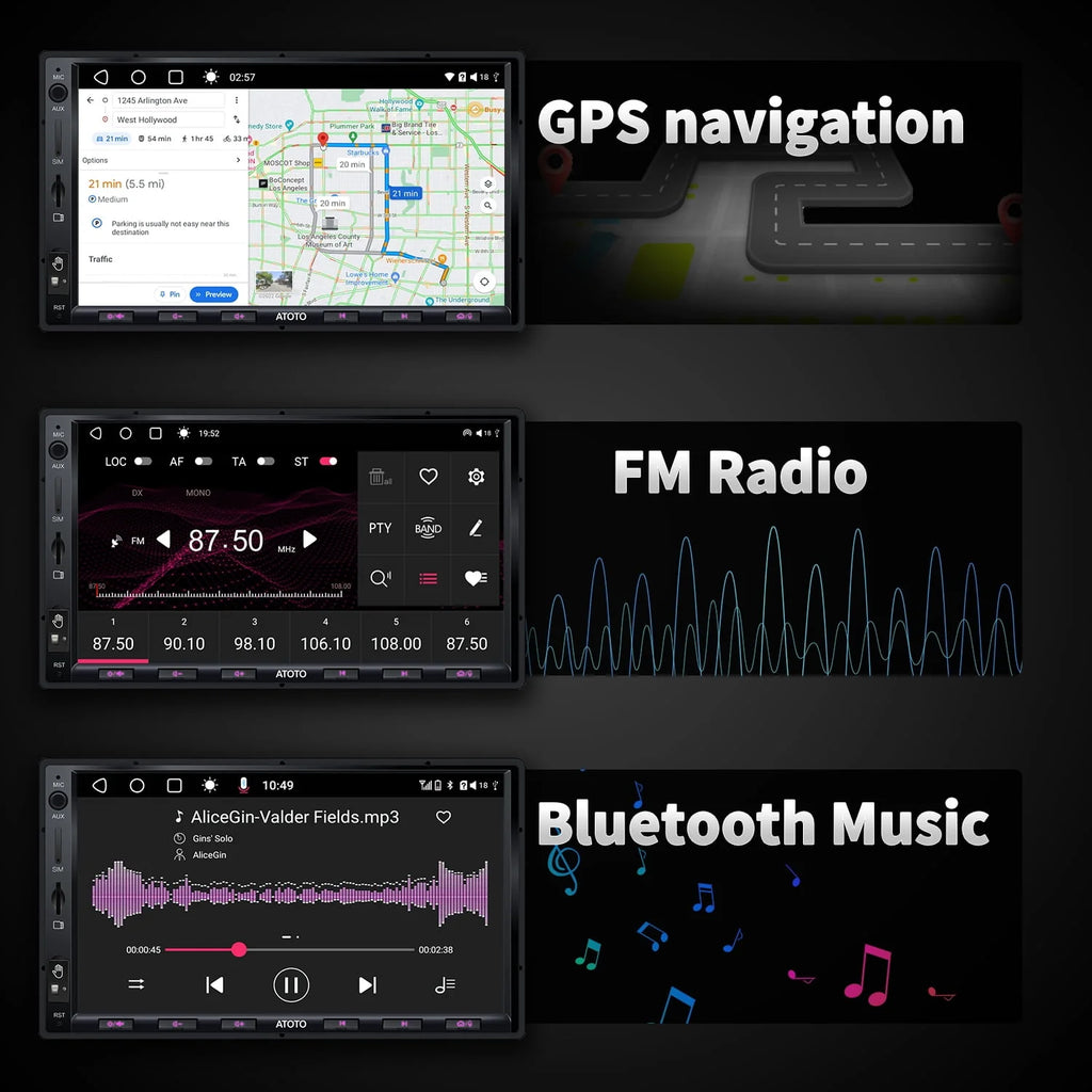 7inch QLED Double Din Car Stereo with Wireless Carplay Android Auto F98032