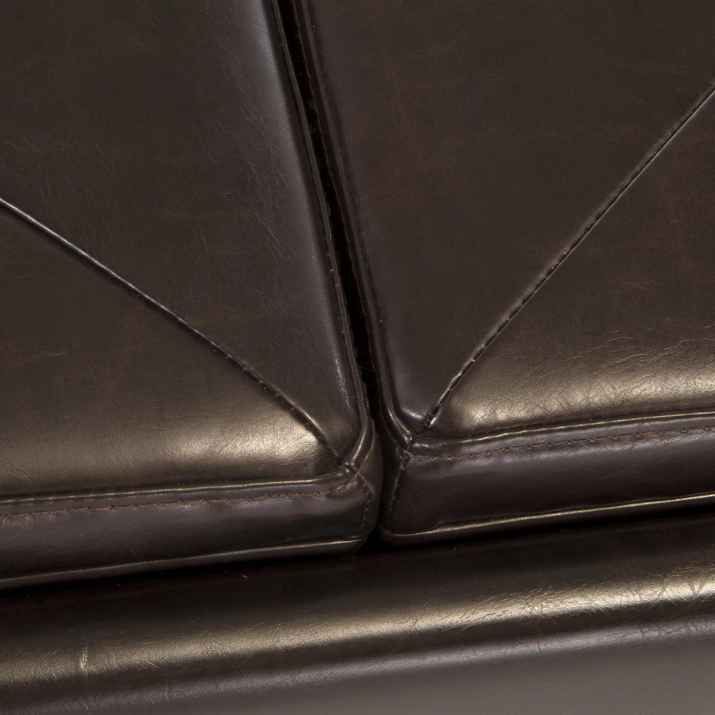 Brown Faux Leather Storage Ottoman T3942