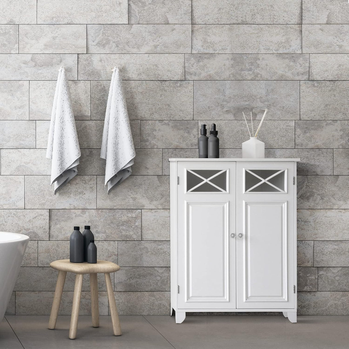 White Bathroom Floor Cabinet I9059