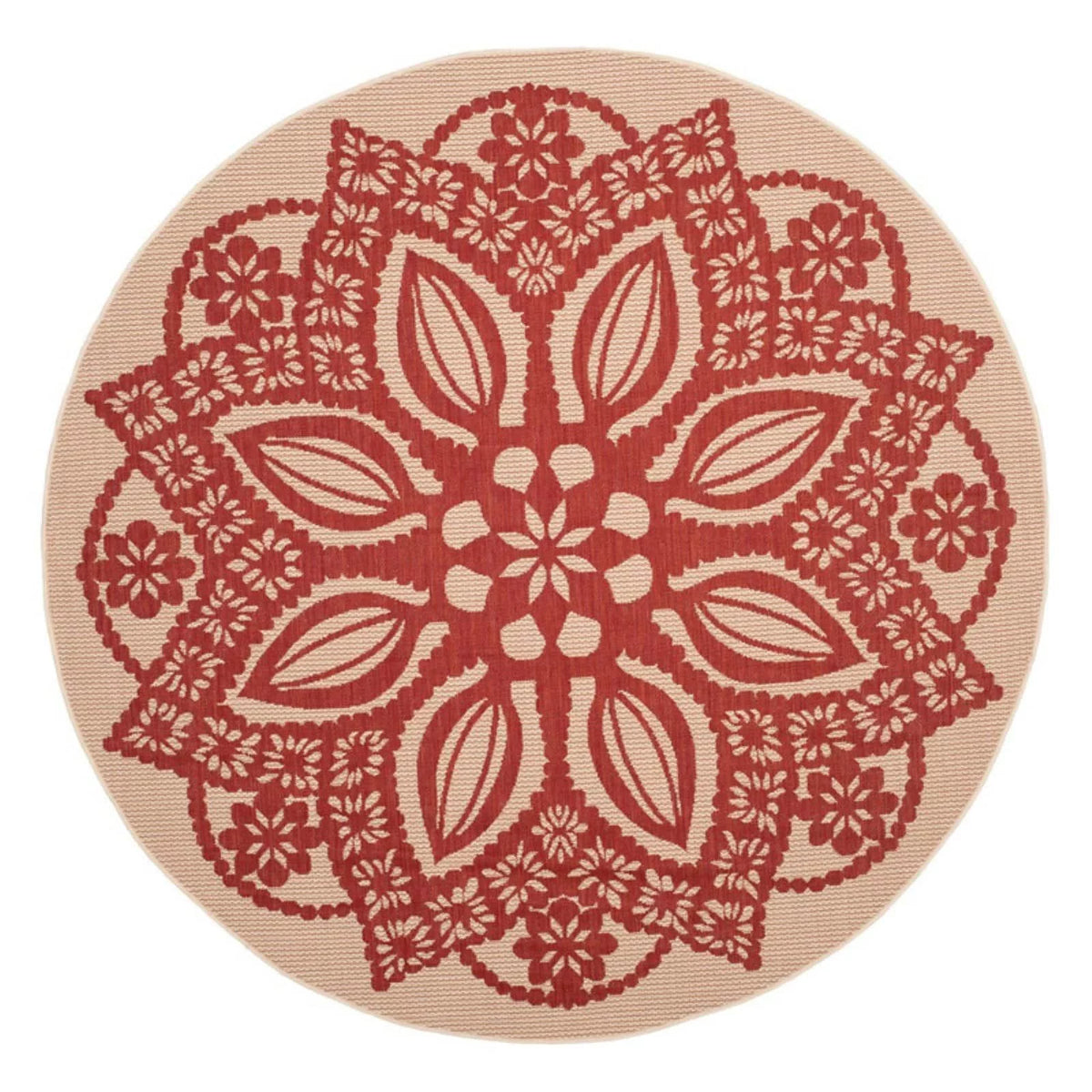 Beige Black Medallion Indoor Outdoor Area Rug D6080