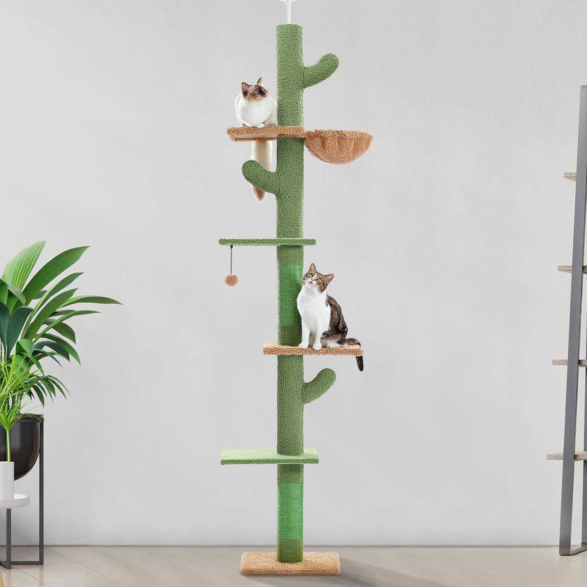Cactus Cat Tree Floor to Ceiling Cat Tower with Adjustable Height Z846