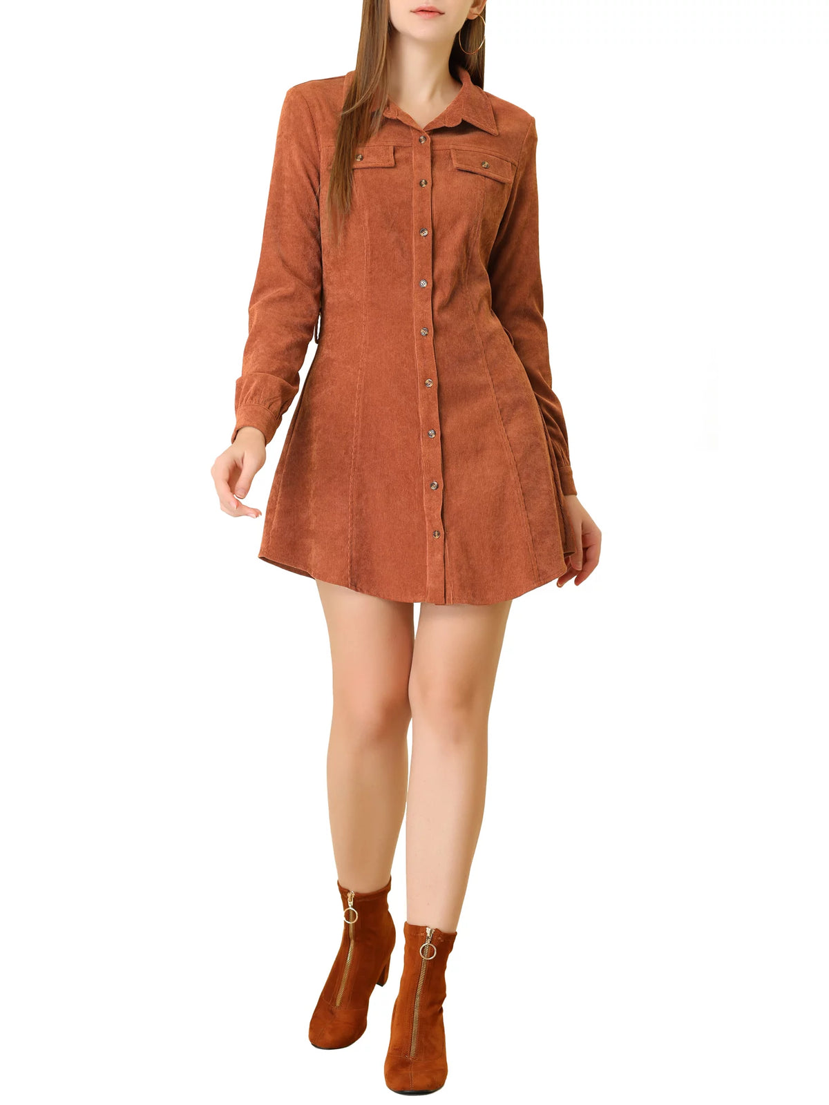 Corduroy Button Down Shirt Dress G15530