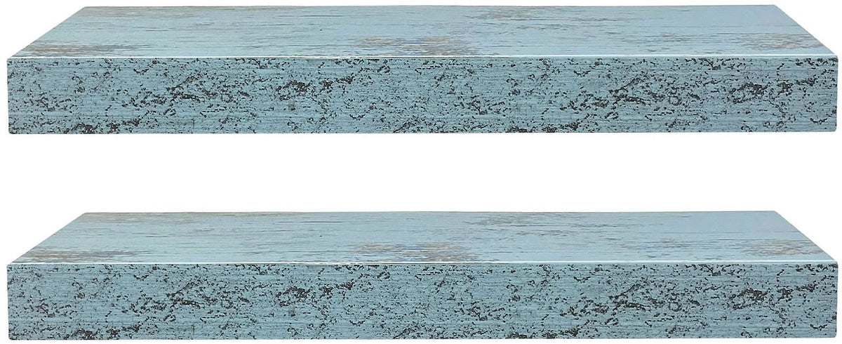 Blue 2 Pack Rustic Wood Floating Wall Shelves Z169112