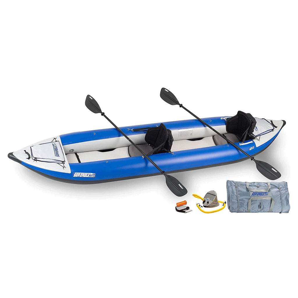 White Blue Inflatable 3 Person Kayak V720746