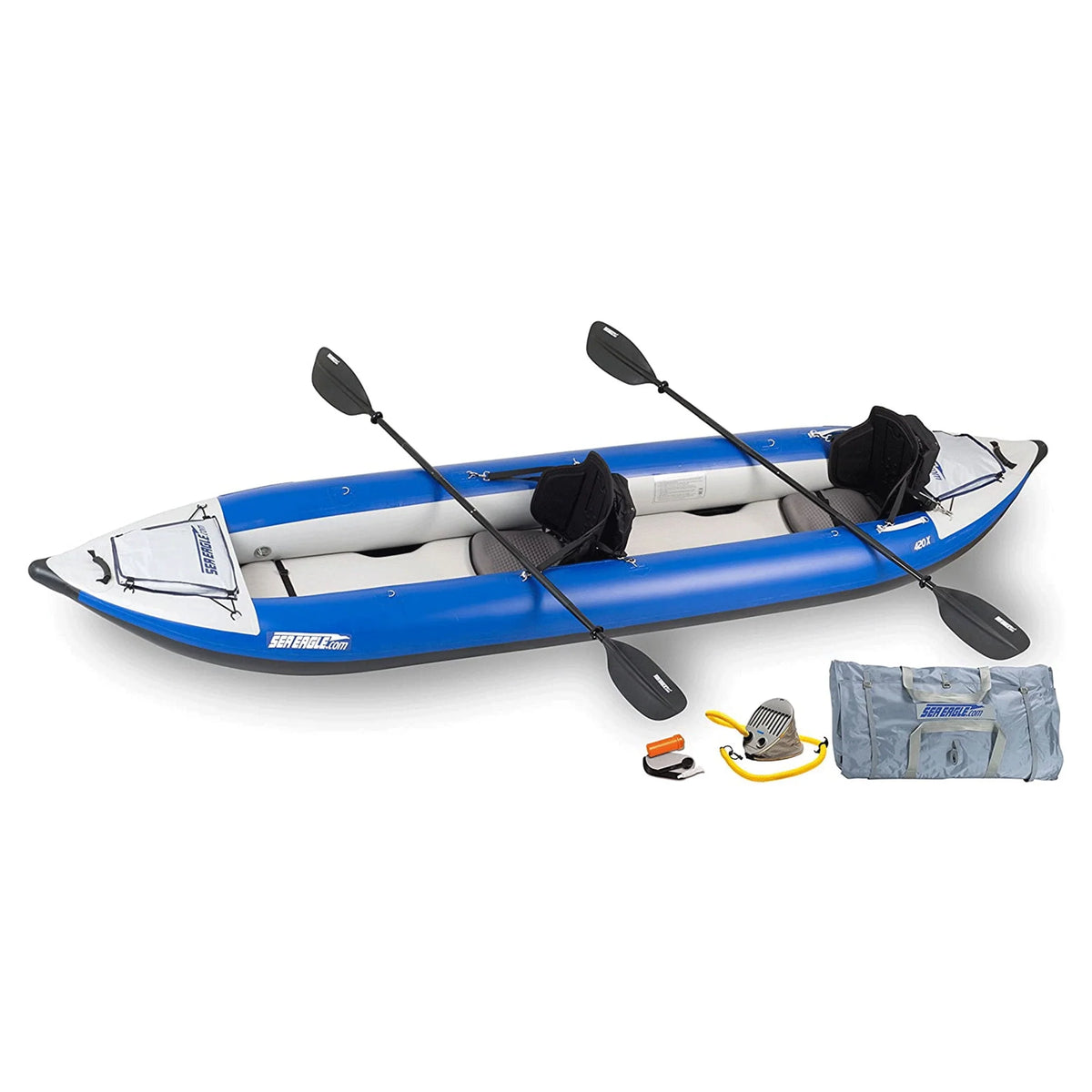 White Blue Inflatable 3 Person Kayak V720746