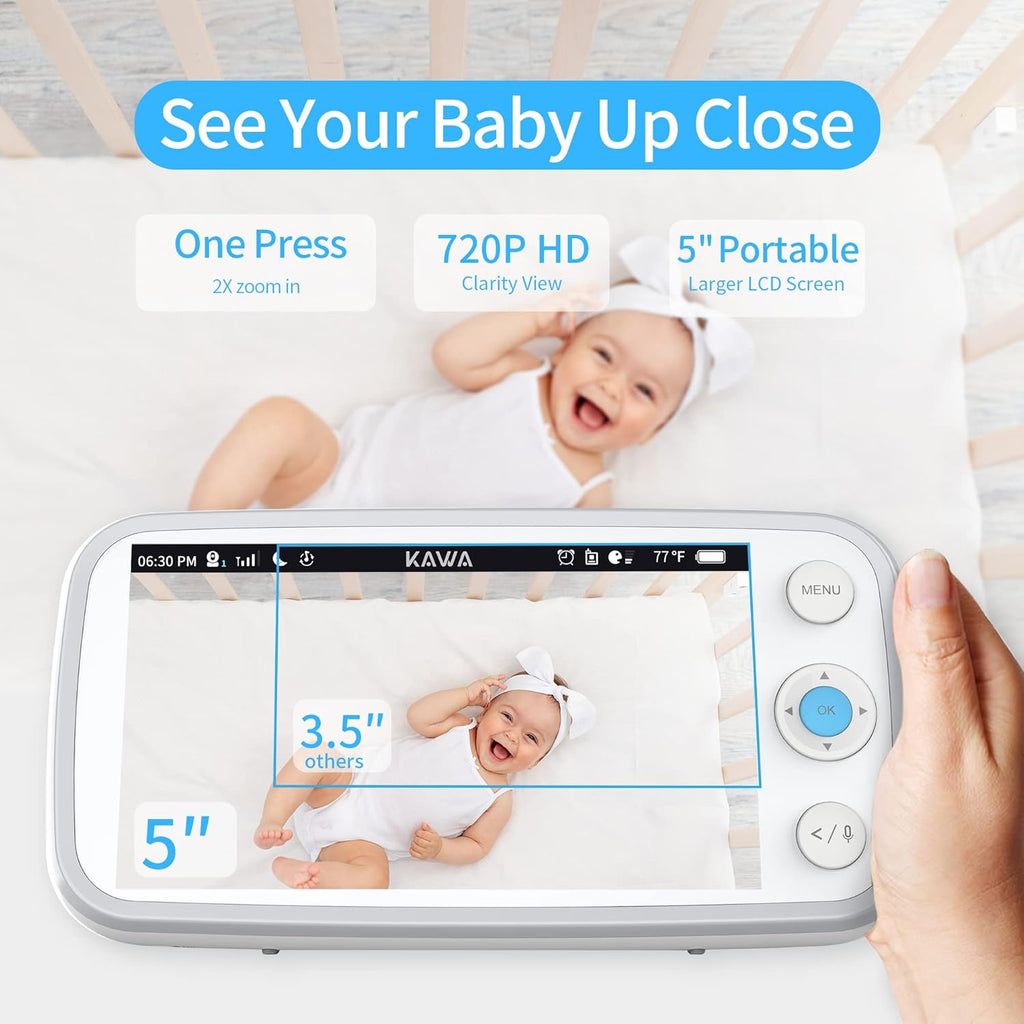 Baby Monitor with Camera and Audio, 720P HD Display, Night Vision, 2-Way Audio D58858