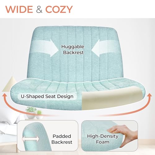Beige Armless Adjustable Swivel Cross Legged Chair E981