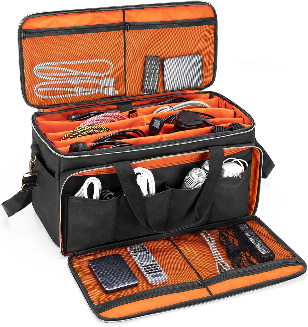 Large Travel DJ Cable File Bag with Detachable Divider and Padded Compartment M69026