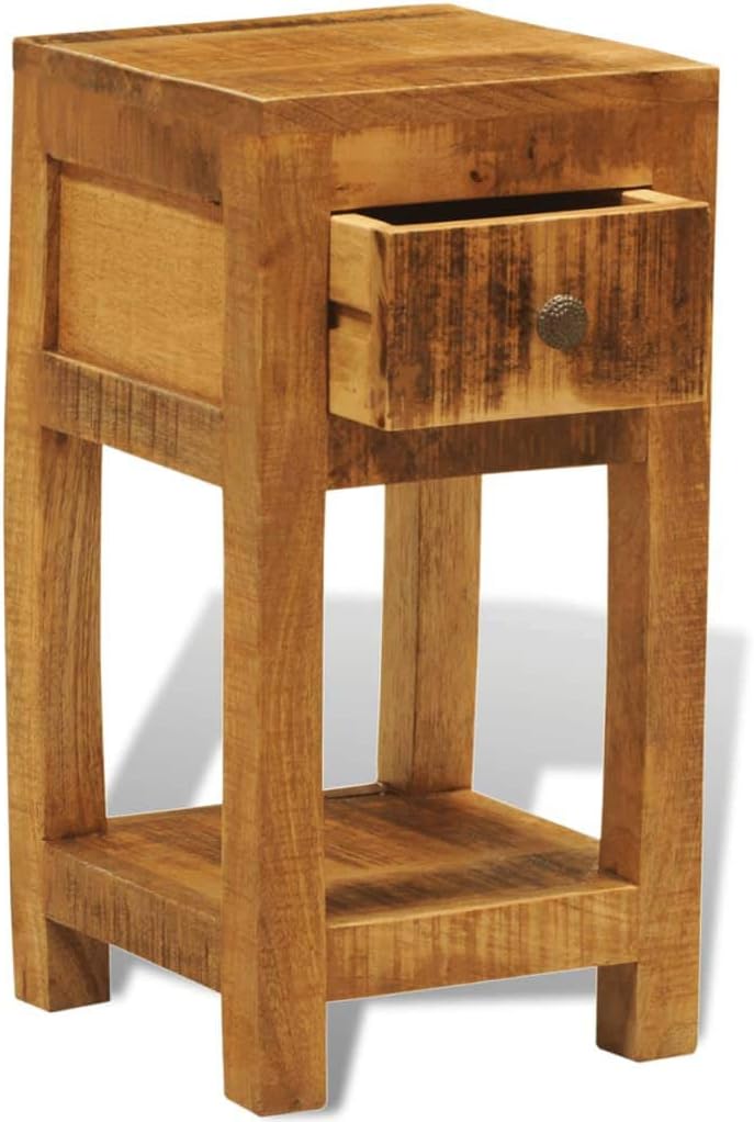 Solid Mango Wood 1 Drawer Side Table N50628