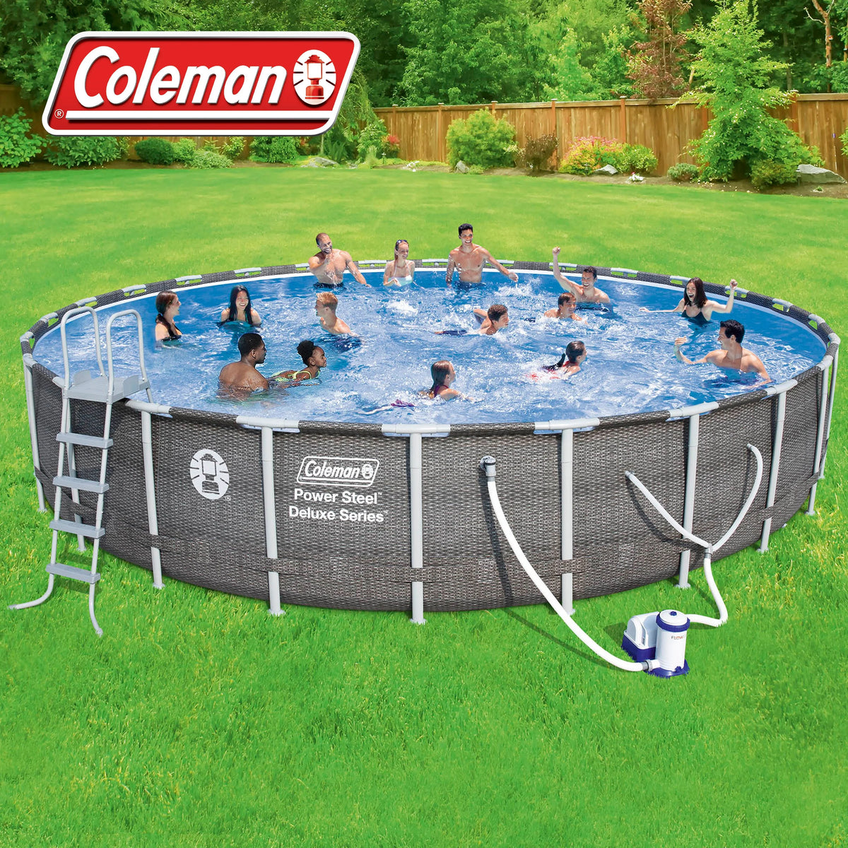 Power Steel Pool Set with Pump, Ladder and Cover Y837463