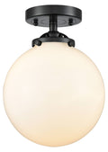 1 Light White Glass LED Semi-Flush Mount W59447