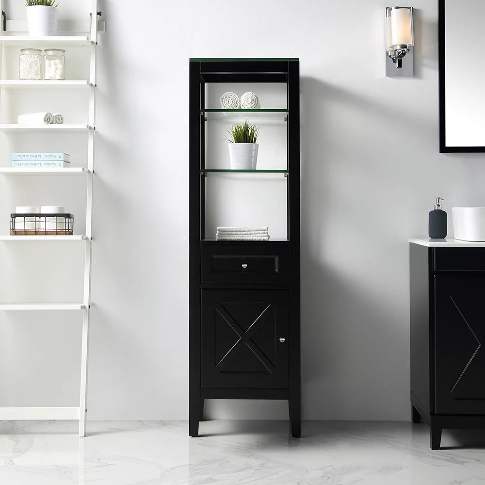 18 in W x 14 in D Espresso Bathroom Linen Cabinet Z978