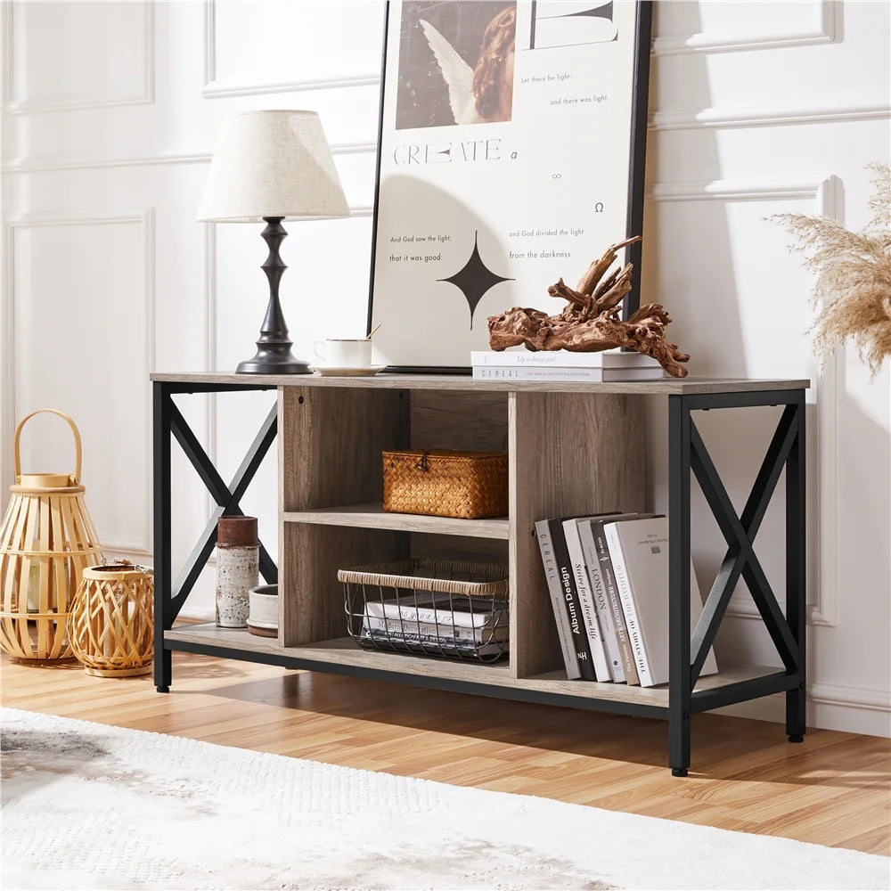 47inch Gray Wooden TV Stand with Storage Z872922