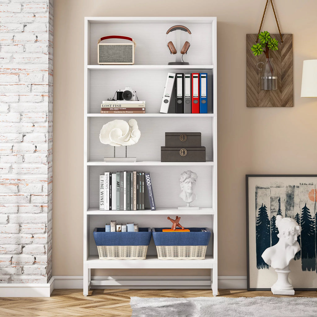White 5 Shelves Tall Bookcase F315