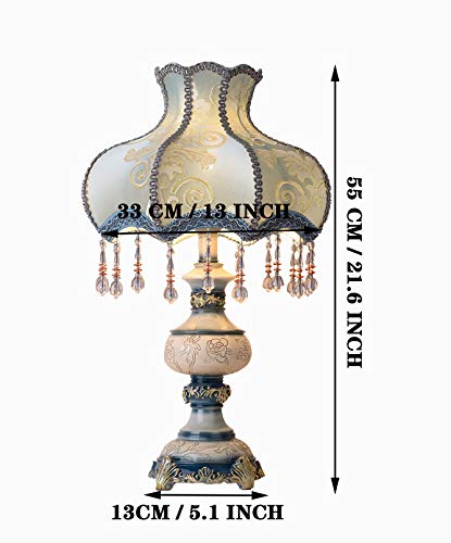 Blue Desk Lamp with Fabric Shade, 13 Inch Table Lamp C5784