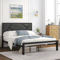 Twin Size Bed Frame with Leather Upholstered Headboard, Black A690