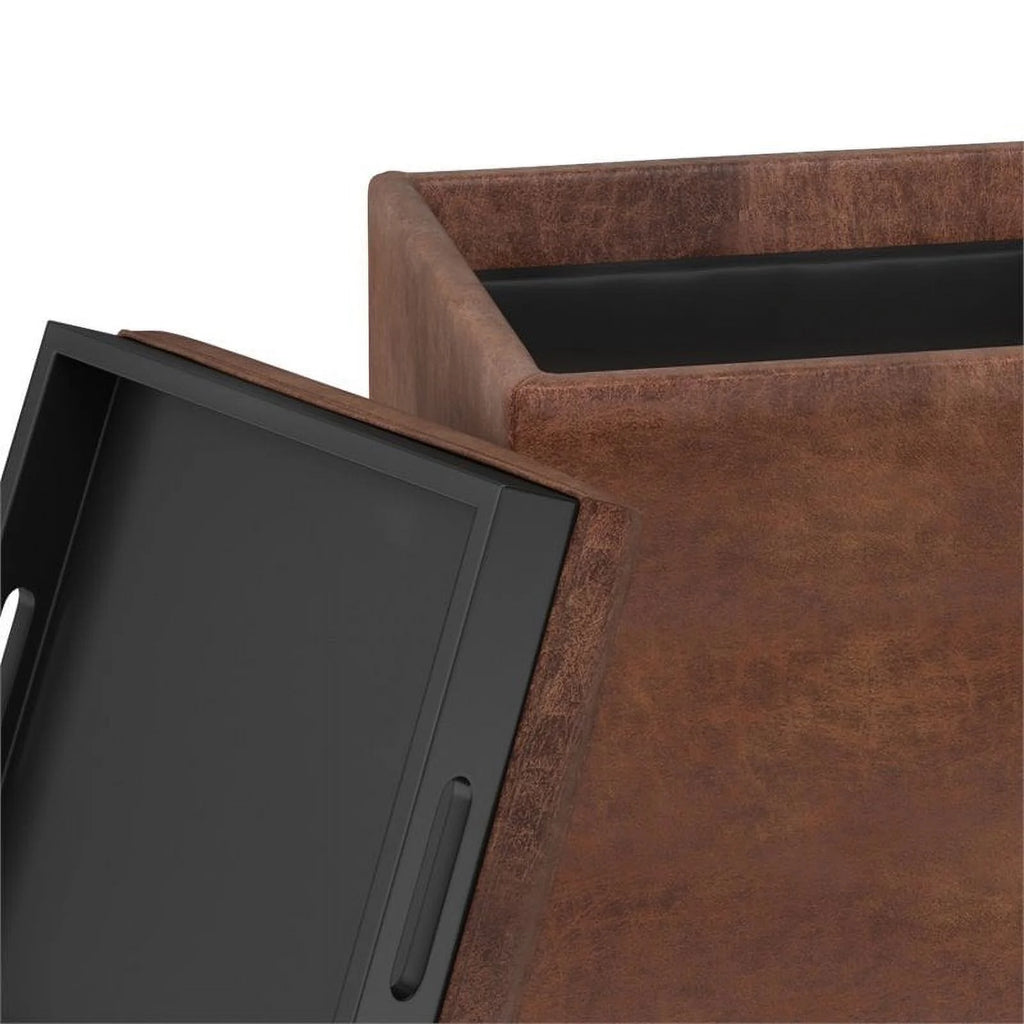 Faux Leather Storage Ottoman J677
