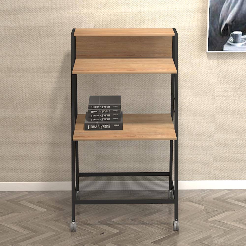 Rustic Brown 3-Shelf Steel Ladder Bookcase K7567