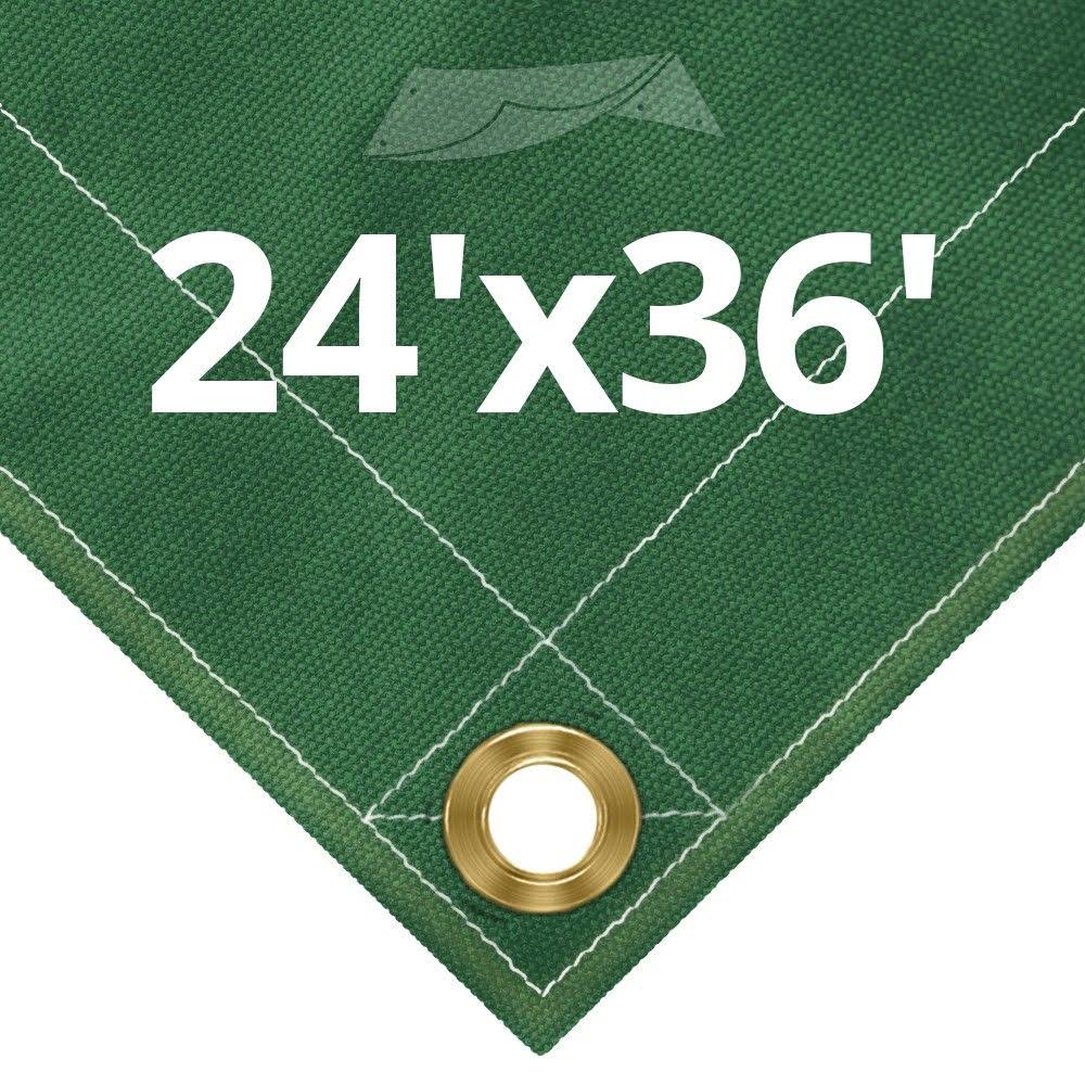 12 oz Green Canvas Tarps 24' x 36' U54085