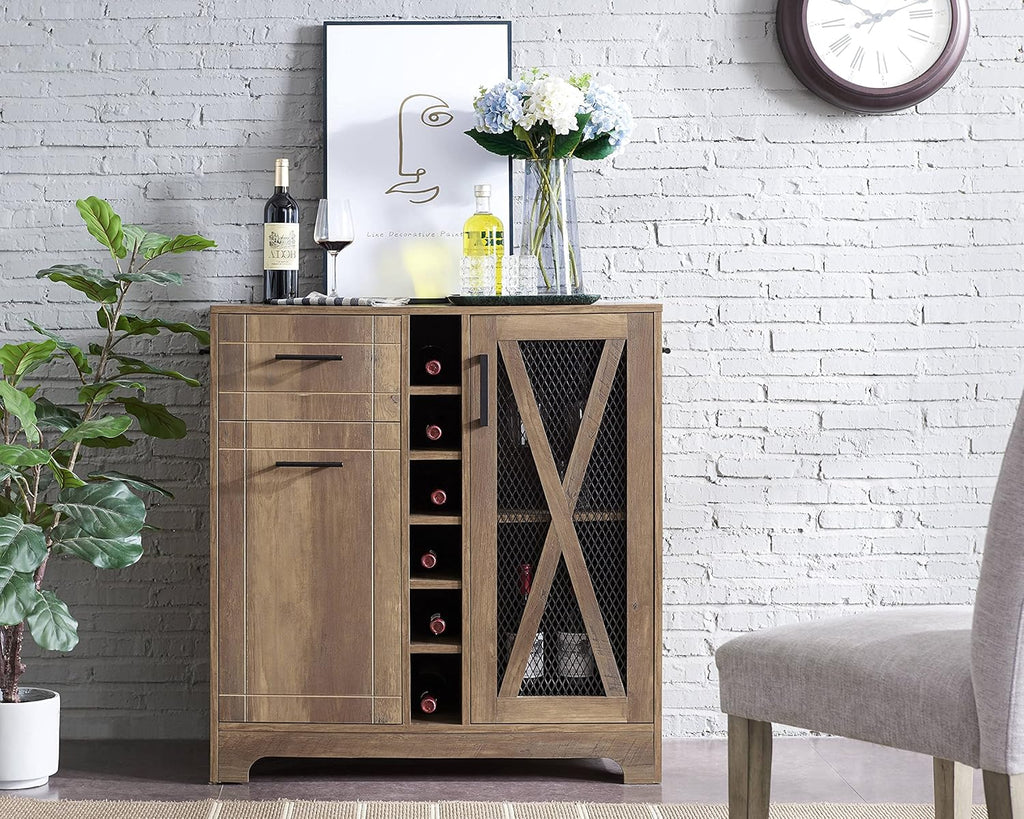 Bar Cabinet with Wire Mesh Doors S84357