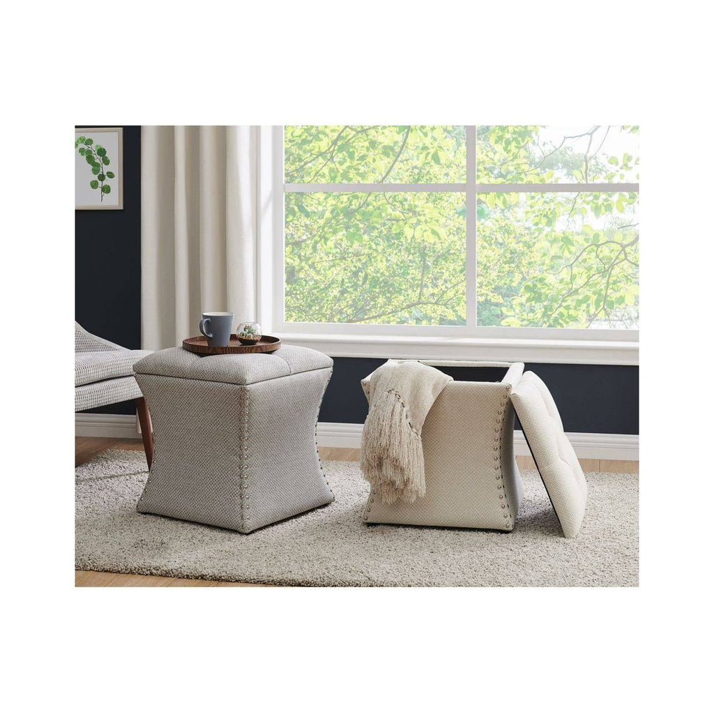 Gray Tufted Storage Ottoman J507